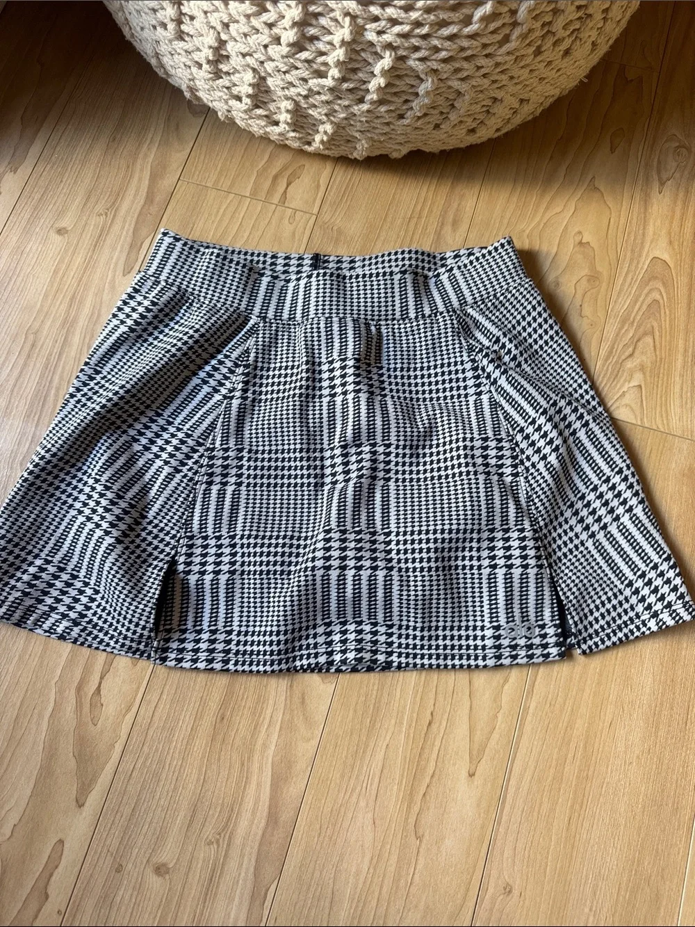 alo Houndstooth A-Line Skirt - Black & White